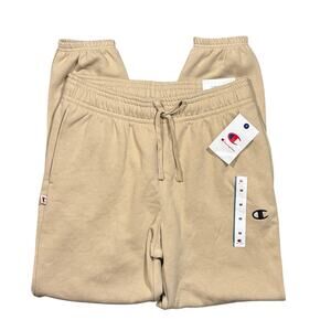 Champion Iconic Small C Irish Cream Tan Tapered Jogger Sweatpant Mens Medium NEW